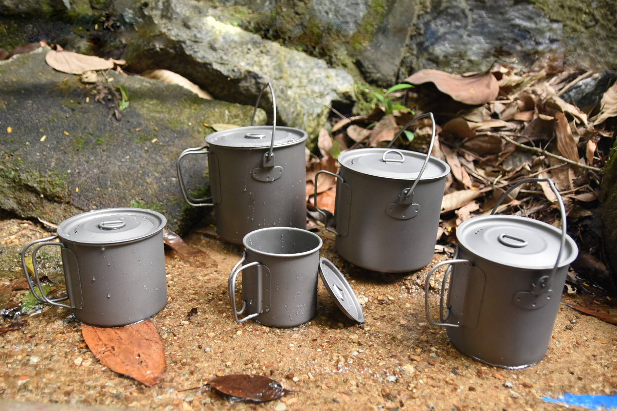 Tazas y vasos ultraligeros de titanio para acampar al aire libre de 200 a 1250 ml