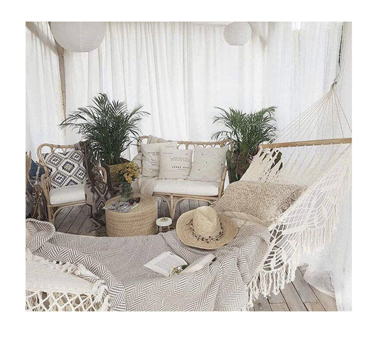 Hamaca colgante con flecos de encaje para acampar al aire libre, jardín y patio