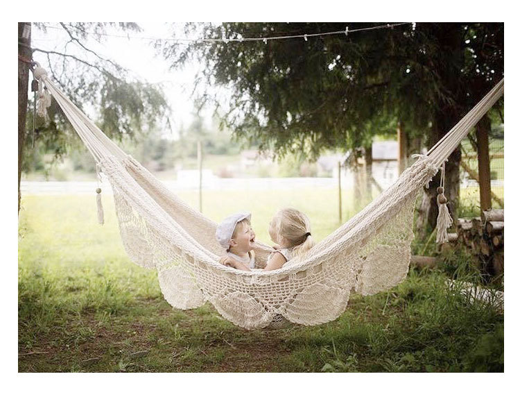 Hamaca colgante con flecos de encaje para acampar al aire libre, jardín y patio