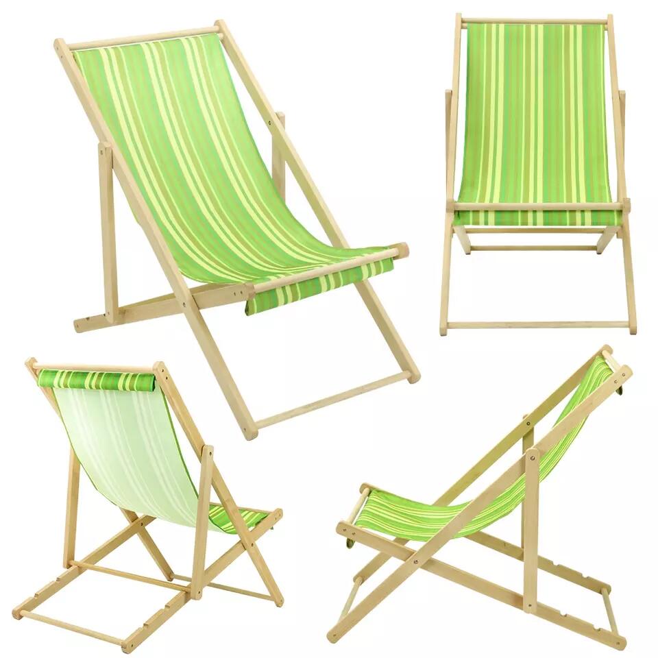 Sillón reclinable plegable de madera para playa, patio y camping