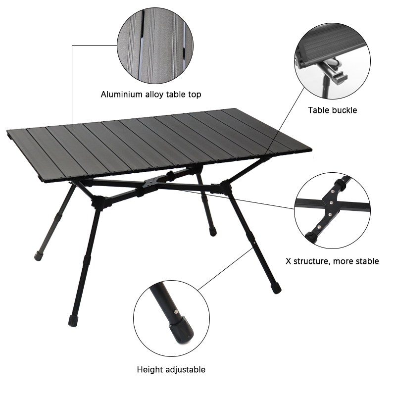 Mesa de camping plegable portátil de aluminio para jardín, patio, fiesta, picnic, viajes