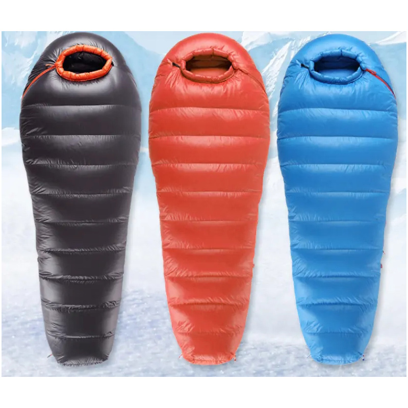 Saco de dormir para acampar en invierno con plumón de pato de 1500 g