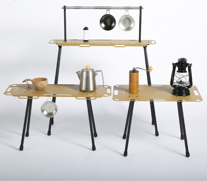 Mesa táctica plegable de aluminio ligera para acampar, varios tamaños, altura ajustable