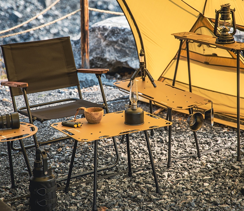 Mesa táctica plegable de aluminio ultraligera para acampar