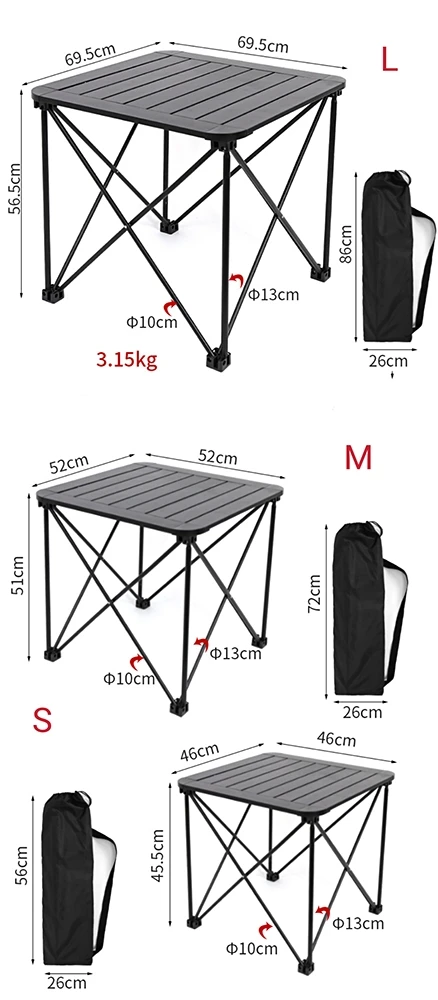 Mesa de picnic de aluminio para acampar: muebles plegables para exteriores