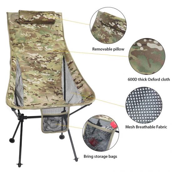 Silla de playa plegable de aleación de aluminio, silla portátil para exteriores, para jardín y ocio, con almohada desmontable