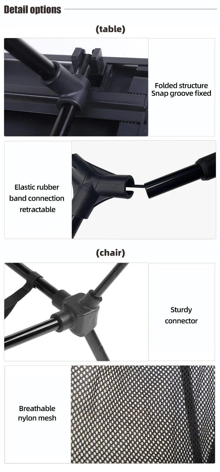 Juego de muebles de camping portátiles: mesa y sillas plegables de aluminio