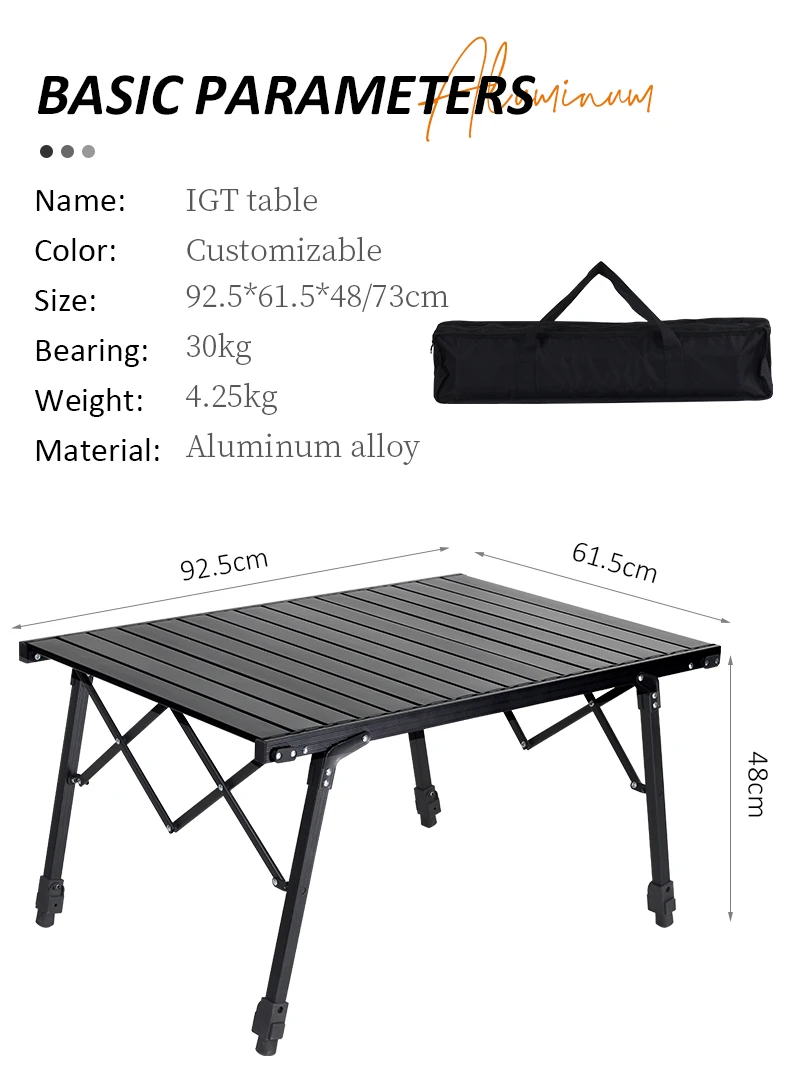 Mesas de camping de aluminio de altura regulable