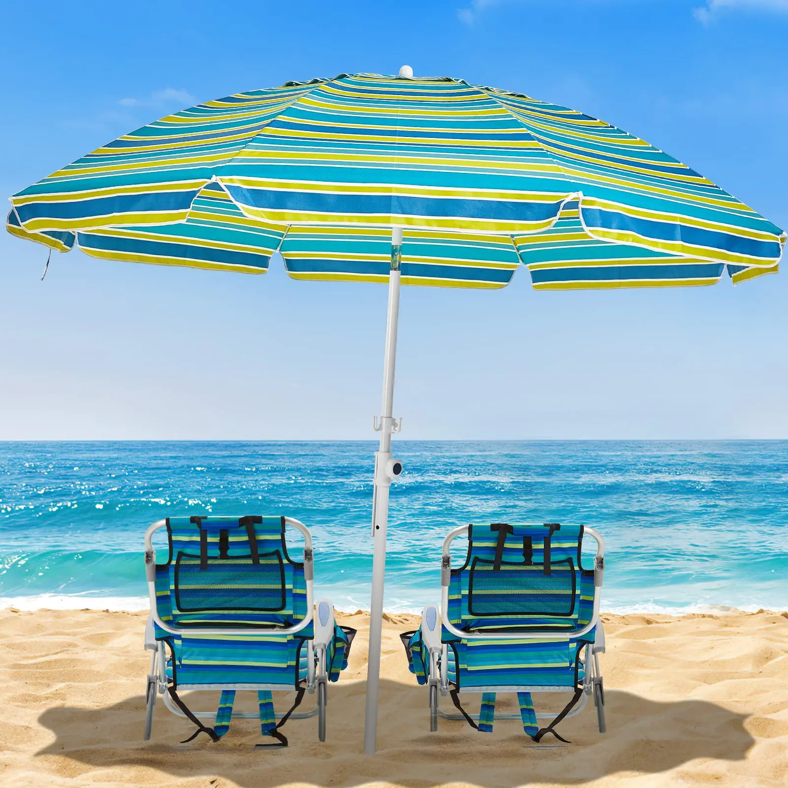 Silla de playa tipo mochila ajustable y plegable para reclinarse