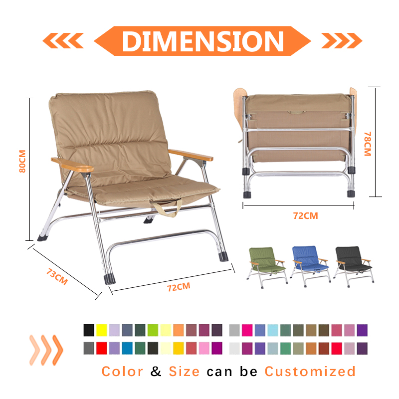 Sillones plegables de aluminio para acampar en invierno con cojín grueso