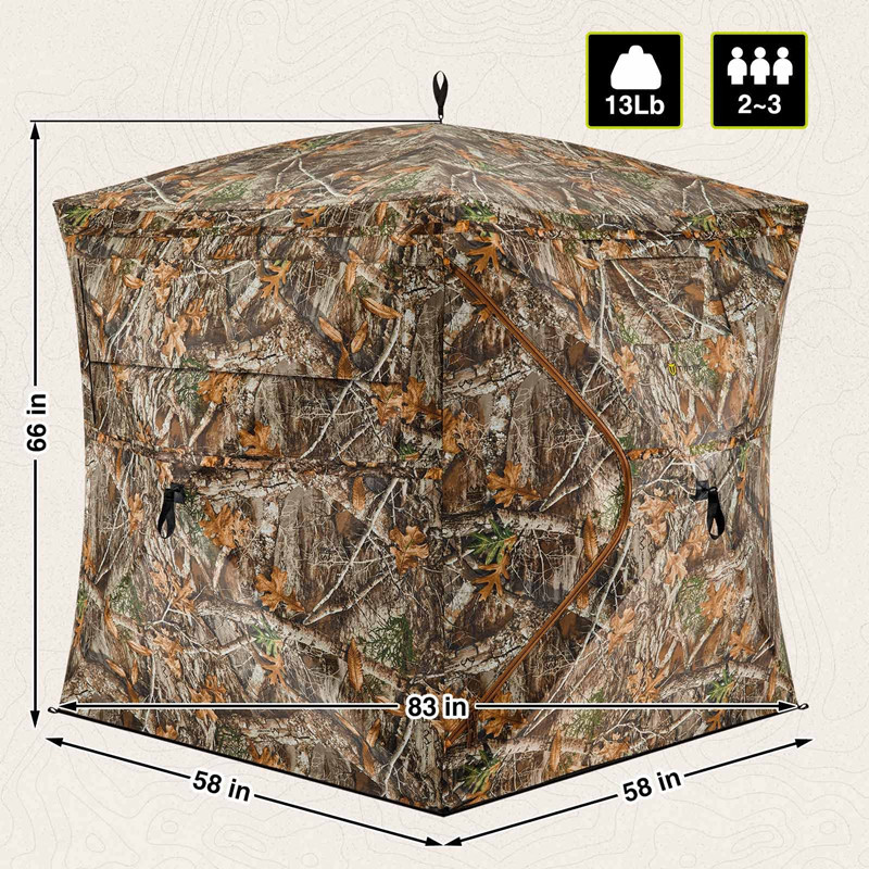 Tienda de campaña de camuflaje para caza y pesca con visión de 270 grados