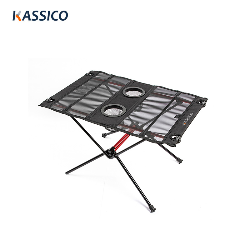 Mesa de picnic plegable de tela con dos portavasos