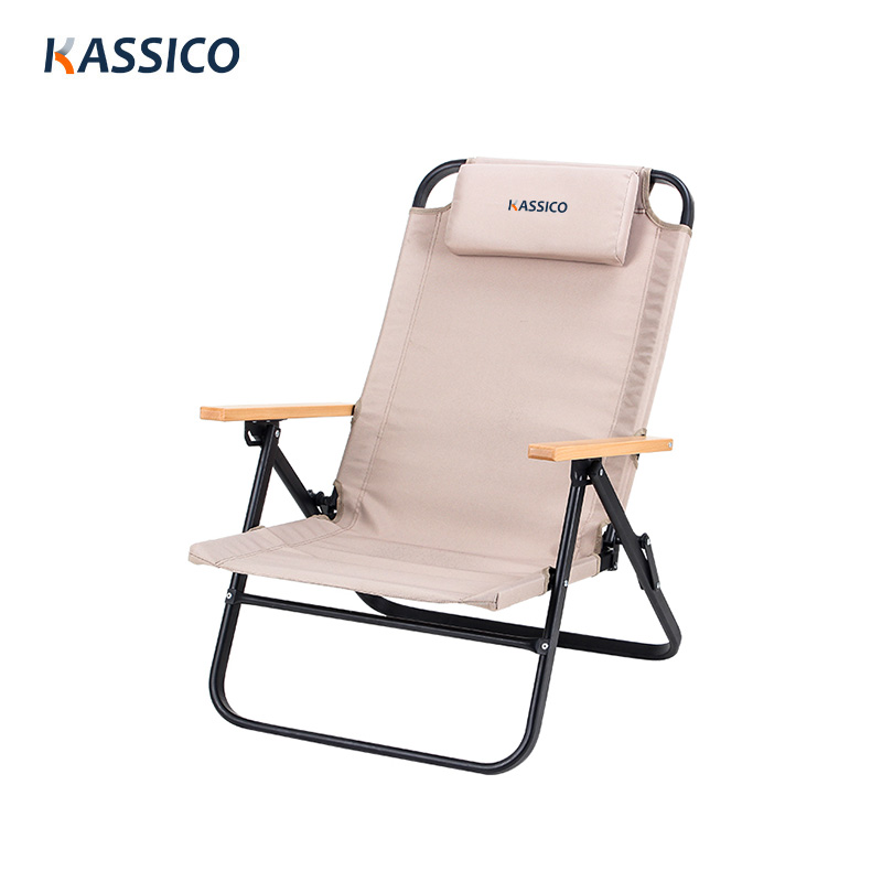 Silla plegable reclinable de aluminio con respaldo ajustable de 4 velocidades