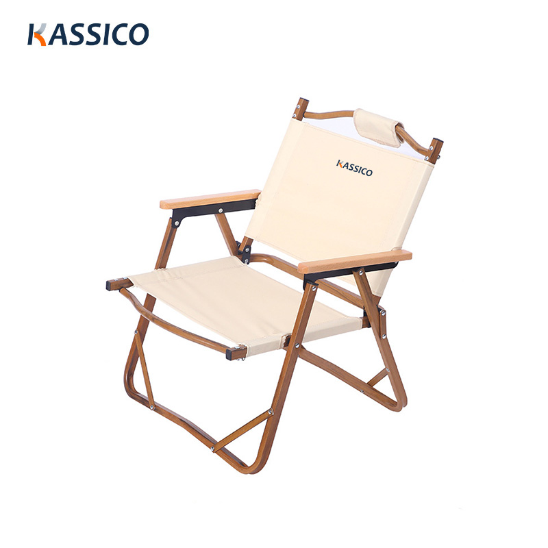 Silla de camping plegable Kermit de aluminio con veta de madera