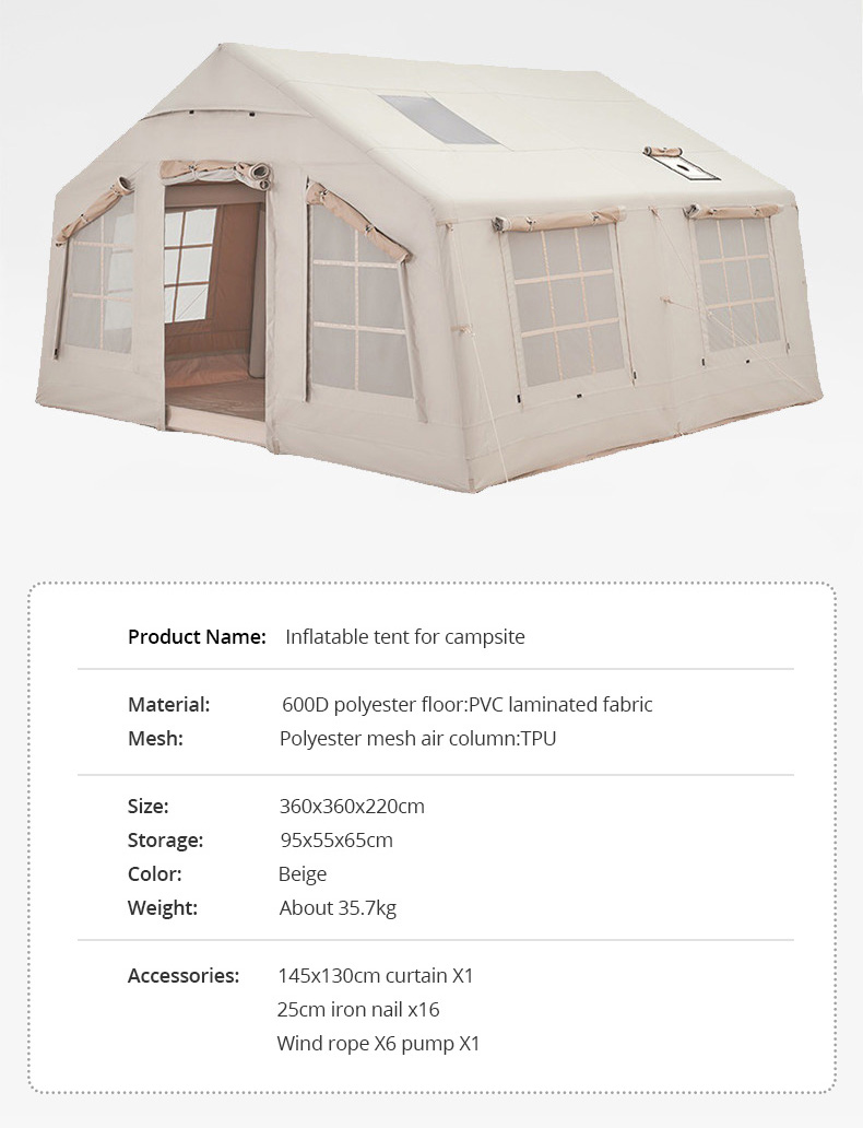 Tienda inflable grande de dos habitaciones para casa, tienda para fiestas para varias personas
