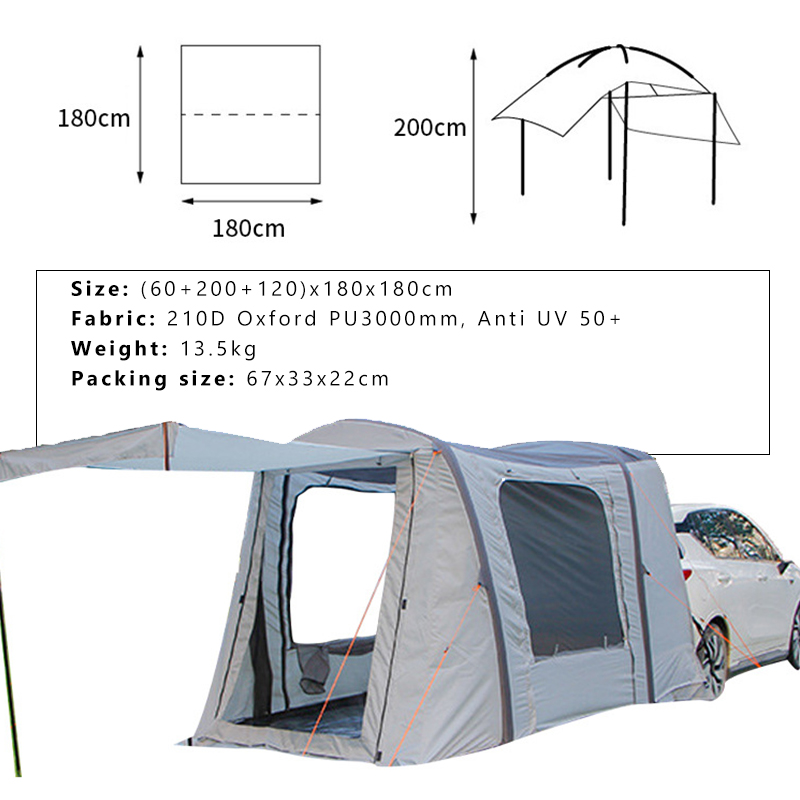 Tienda para puerta trasera de camioneta, toldo para coche, tienda para SUV