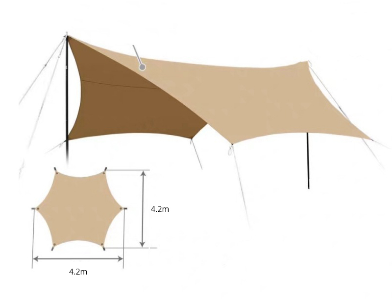Tienda de campaña al aire libre con toldo y lona con protección UV