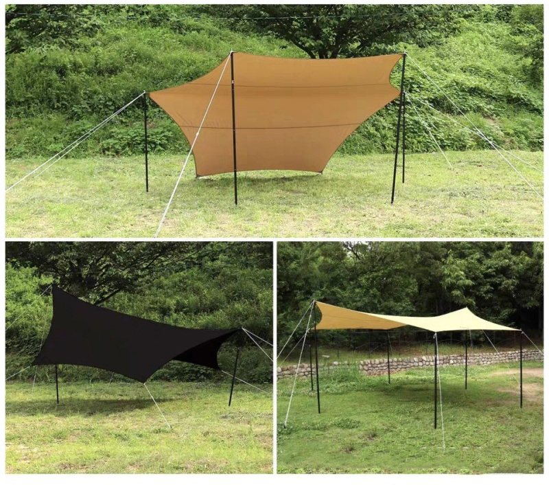 Tienda de campaña al aire libre con toldo y lona con protección UV