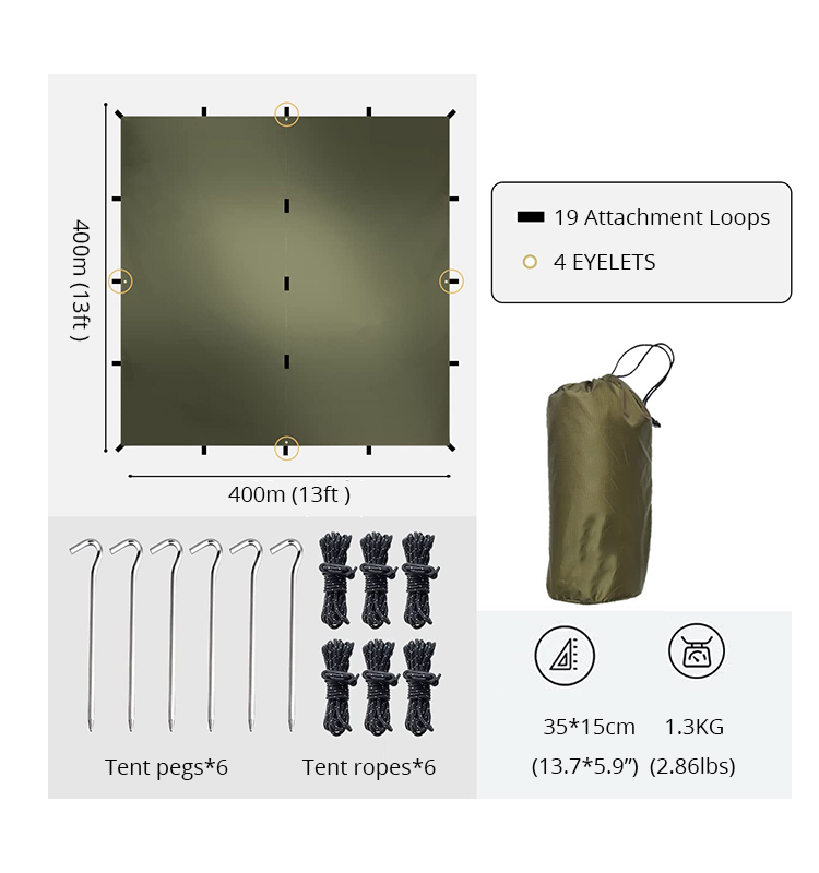 Tienda de campaña ligera e impermeable con lona para acampar