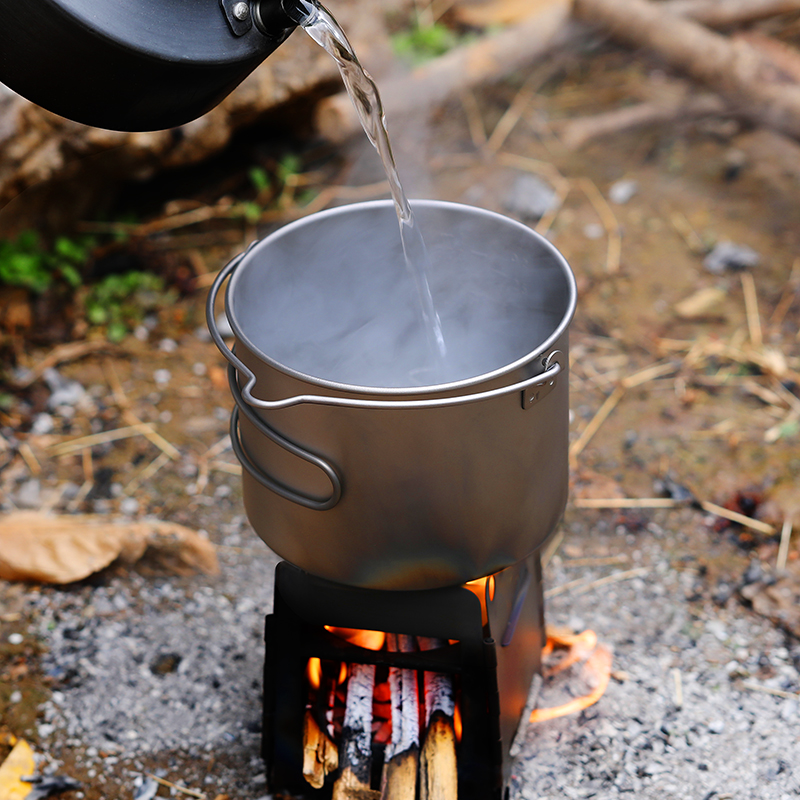 Olla de titanio con asa de asa 900ml 1100ml 1600ml