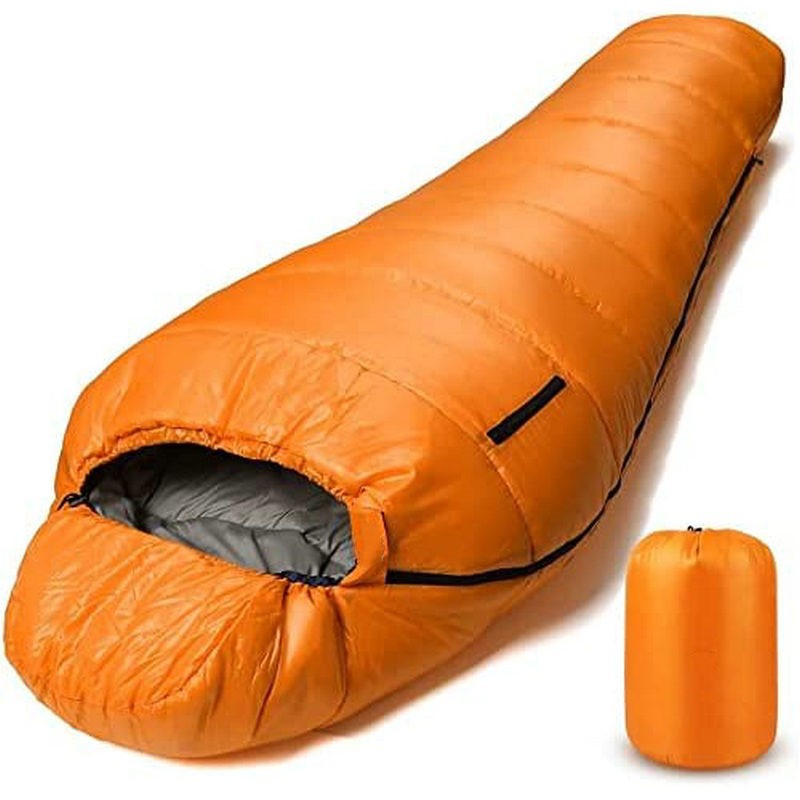 Saco de dormir para acampar en invierno con plumón de pato de 1500 g