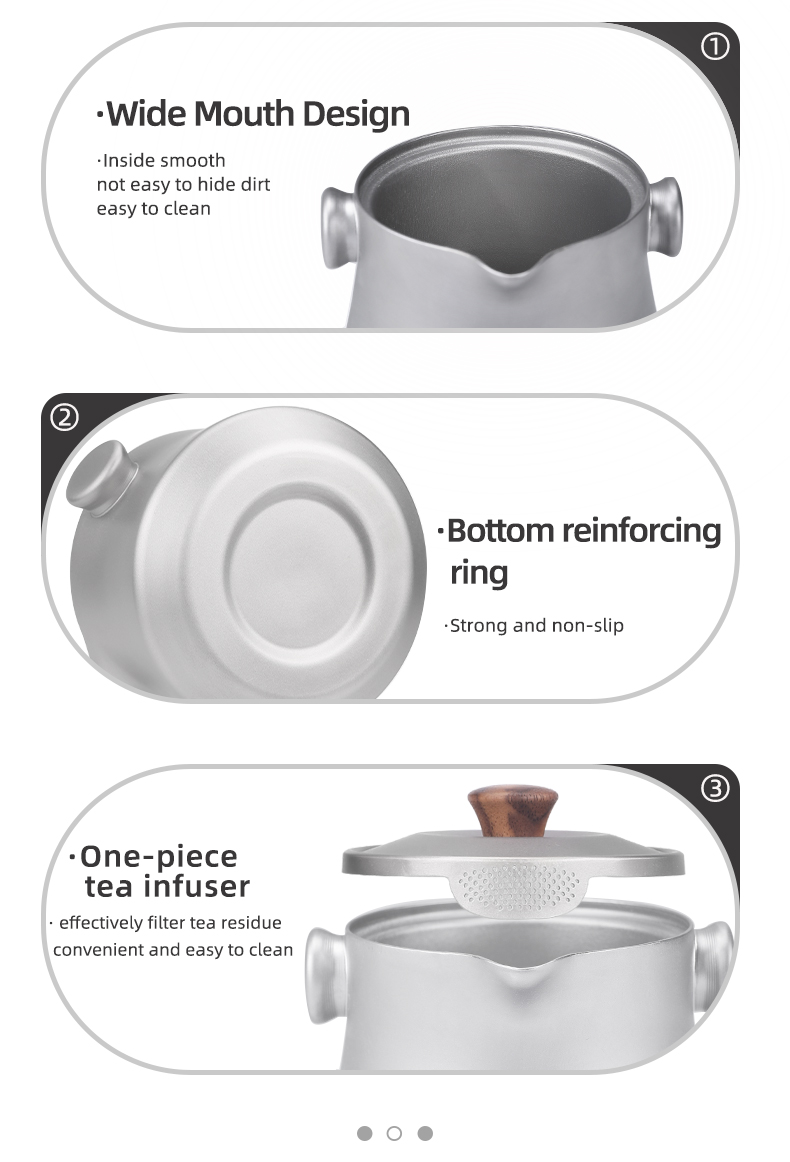 Tetera portátil ultraligera de titanio con infusor de agua