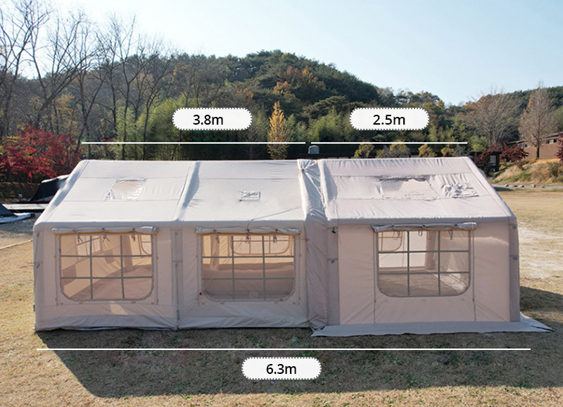 Tienda de campaña hinchable para glamping con 3 o 4 habitaciones
