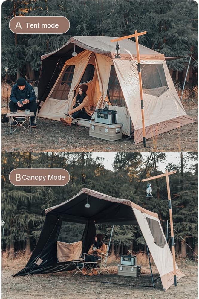 Tienda de campaña con barra de resorte y cabina de doble capa para exteriores