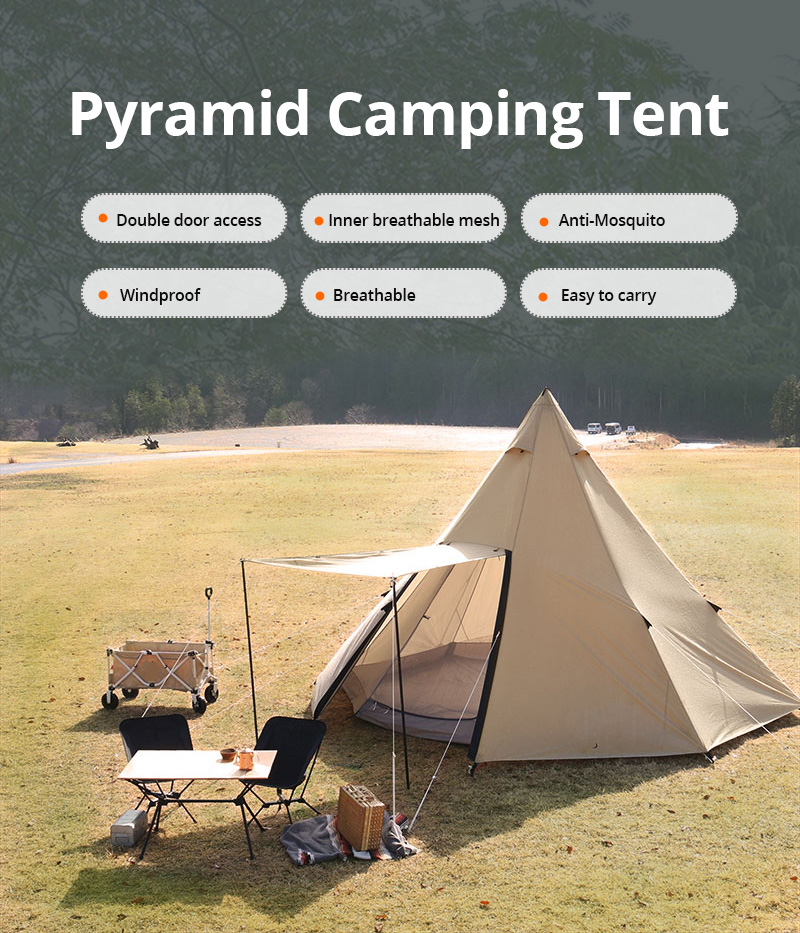Tiendas de campaña tipo tipi piramidales para acampar al aire libre con refugio